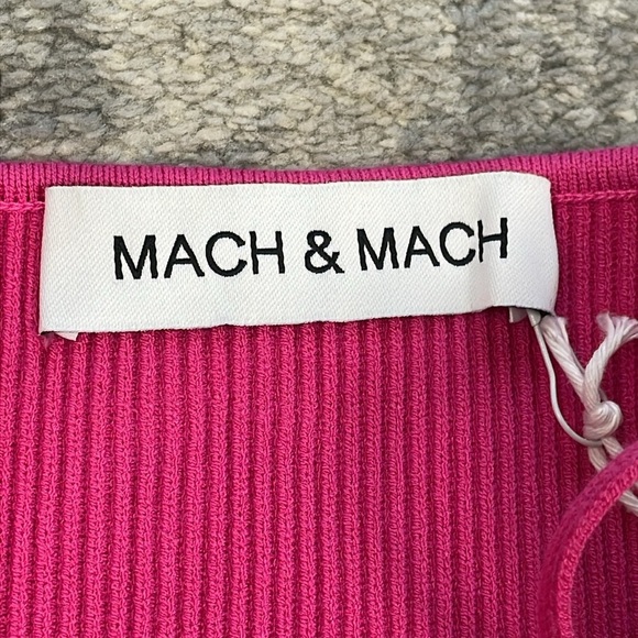 NWT Mach & Mach Heart Accented Rib Knit Sheath Mini Dress Fuchsia Pink Sz L - Picture 7 of 15